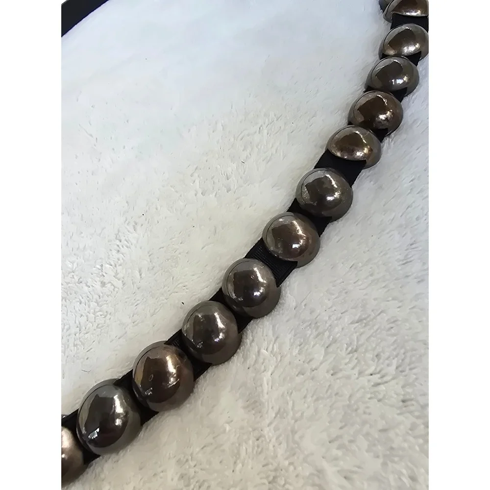 Unbranded Gunmetal Domed Stud Black Leather Statement Belt Edgy Punk Style